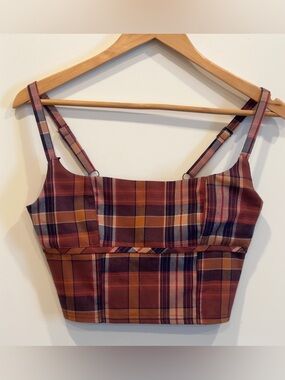 Urban Outfitters Orange and Navy Plaid Shirt